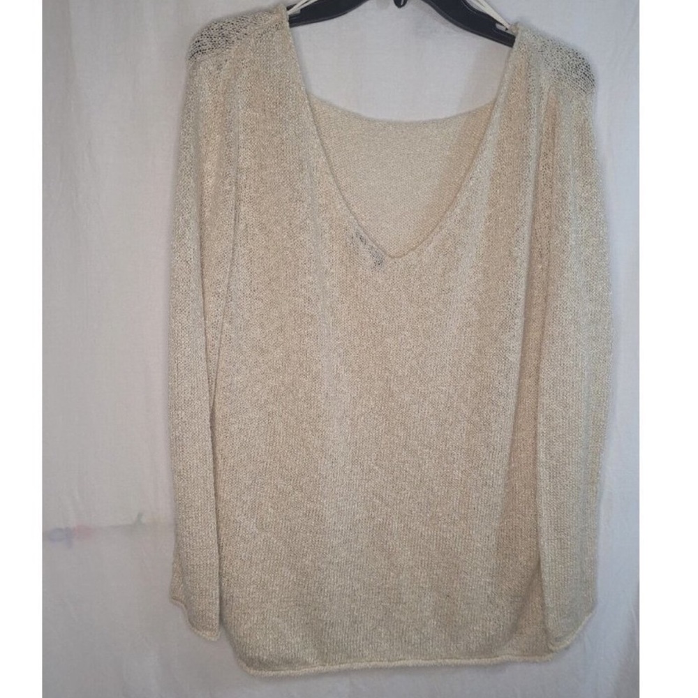 Zara Low Back Acrylic Blend Sweater in Ivory Gold